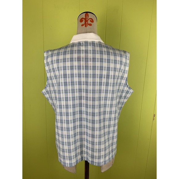 Cape Cod Shirt Womens 18 Light Blue White Button Up Sleeveless Collared Top - Picture 7 of 10